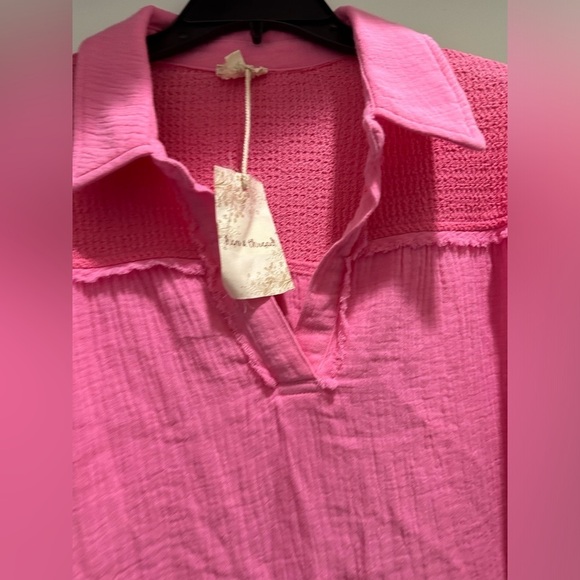 Hem And Thread V-Neck Pink  Sleeves Top Large NWT - Picture 6 of 11